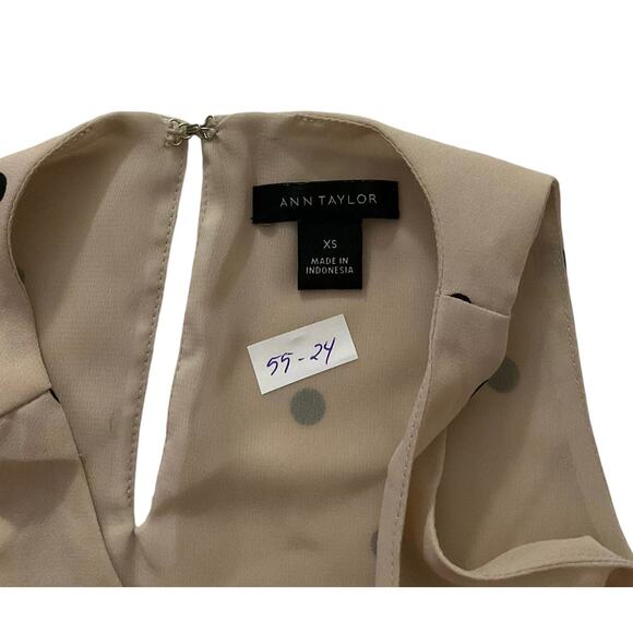 Ann Taylor Light Beige Polka Dot Lined Tank Top Women Size XS | 55-24 - Picture 3 of 6